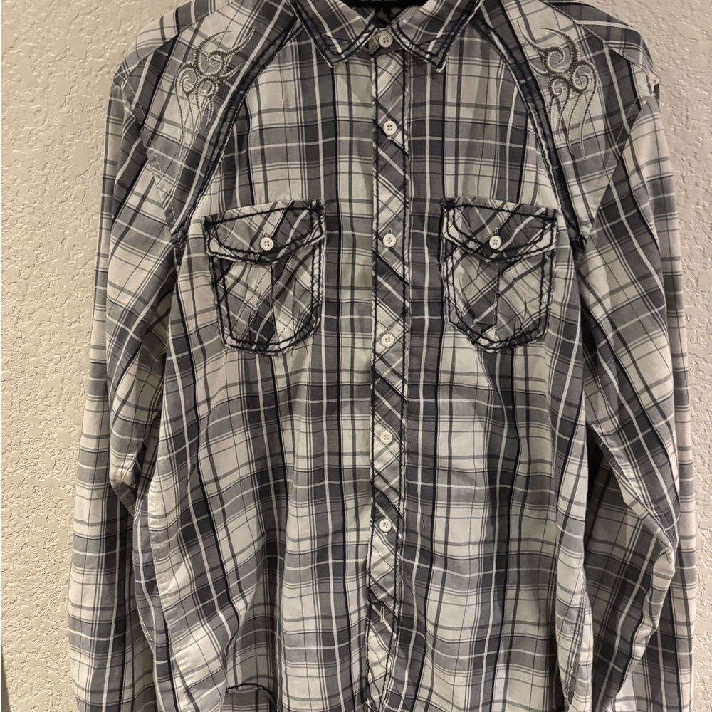 Black and White Plaid Casual Shirt